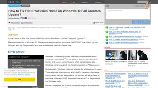 How to Fix PIN Error 0x80070032 on Windows 10 Fall Creators Update?