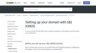 Setting up your domain with 1&1 IONOS · Shopify Help Center