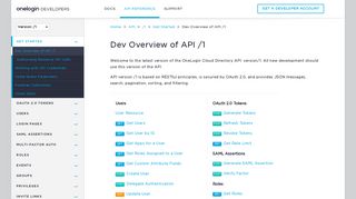 Dev Overview of API /1 - OneLogin Developers
