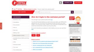 How do I login to the customer portal? - 1st CENTRAL Car insurance