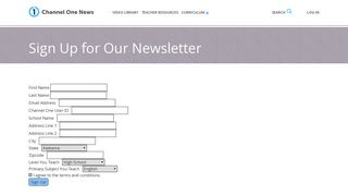 Sign Up for Our Newsletter | Channel One News