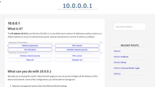 10.0.0.0.1 - Routerlogin, admin, login, IP Address, password wifi