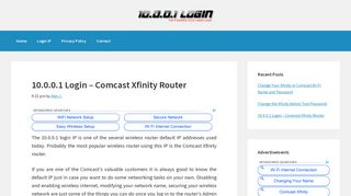 10.0.0.1 Login - Comcast Xfinity Router