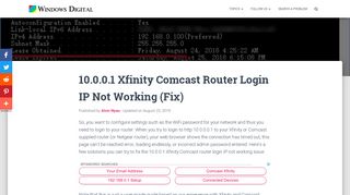 10.0.0.1 Xfinity Comcast Router Login IP Not Working (Fix)