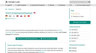 10.0.0.12 Username & Password - 19216811.live