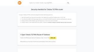 10.0.0.138 - Telstra TG799n Router login and password - modemly