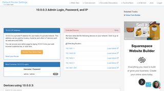 10.0.0.3 Admin Login, Password, and IP - Clean CSS