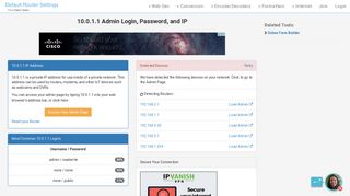10.0.1.1 Admin Login, Password, and IP - Clean CSS