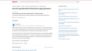 How to get the $1000 Uber driver sign up bonus - Quora