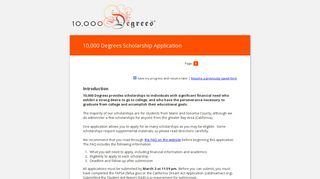 10,000 Degrees Scholarship Application