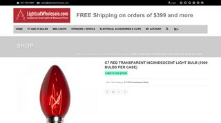 C7 Red Transparent Incandescent Light Bulb (1000 bulbs per case ...