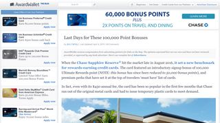 Last Days for These 100,000 Point Bonuses - AwardWallet Blog