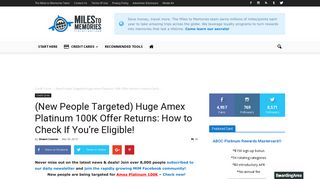 (New People Targeted) Huge Amex Platinum 100K Offer Returns ...