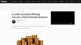 5 Cards Currently Offering 100,000-Point Welcome Bonuses - Forbes