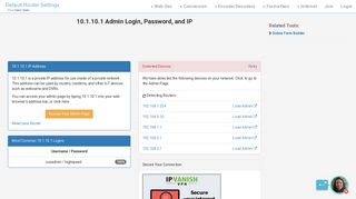 10.1.10.1 Admin Login, Password, and IP - Clean CSS