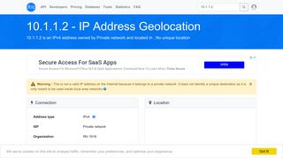 10.1.1.2 - No unique location - Private network - IP address geolocation