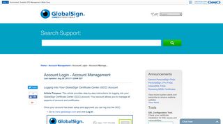 GMO GlobalSign | Account Login - Account Management