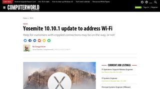 Yosemite 10.10.1 update to address Wi-Fi | Computerworld