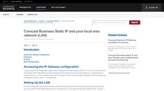 Comcast Business Static IP and your local area network (LAN ...