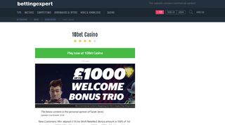 10bet Casino Bonus Code - Claim Your Welcome Bonus - Bettingexpert