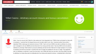 10Bet Casino - Arbitrary account closure and bonus cancellation ...