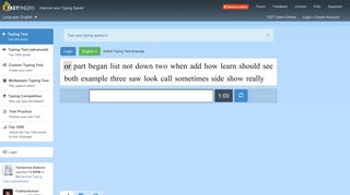 Typing Test English - 10FastFingers.com