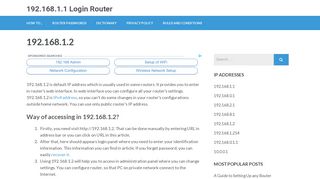 192.168.1.2 – 192.168.1.1 Login Router