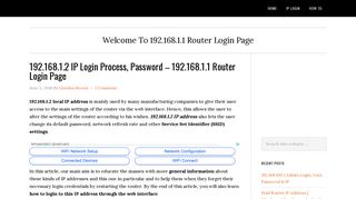 192.168.1.2 IP Login Process, Password - 192.168.1.1 Router Login ...