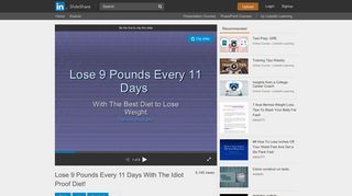 Lose 9 Pounds Every 11 Days With The Idiot Proof Diet! - SlideShare