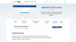 Webmail.1and1.co.uk website. IONOS Webmail.
