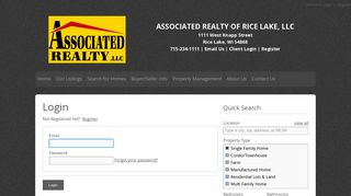 User Login | Associated Realty of Rice Lake, LLC | 715-234-1111 ...