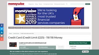 Credit Card (Credit Limit £250) - 118 118 Money | Moneywise