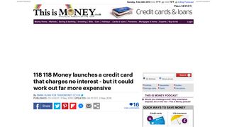 118118 Money launches new credit card which charges no interest ...