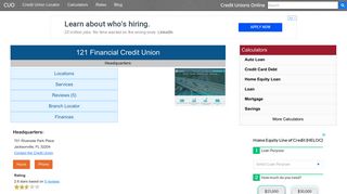 121 Financial Credit Union - Jacksonville, FL - Credit Unions Online