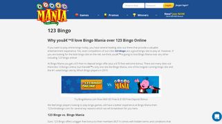 123 Bingo - Get $100 Free Bonus - Bingo Mania