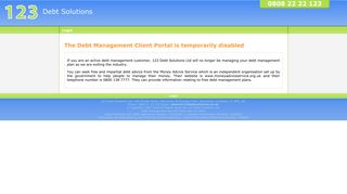 The Debt Management Client Portal is temporarily disabled