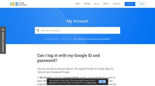 Can I log in with my Google ID and password? - 123FormBuilder Help