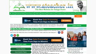AP 6th,7th,10th classes SA1 Marks Online Entry ~ www.ateacher.in
