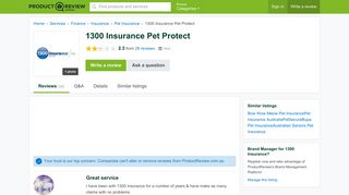 1300 Insurance Pet Protect Reviews - ProductReview.com.au