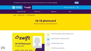 16-18 photocard - Swift - Network West Midlands