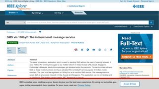 SMS via 160by2: The international message service - IEEE ...