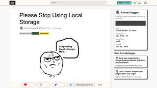 Please Stop Using Local Storage - DEV Community            - Dev.to