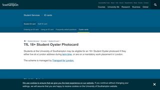 TfL 18+ Student Oyster Photocard | Student Services | University of ...