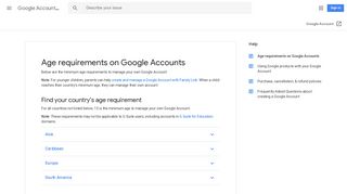 Age requirements on Google Accounts - Google Account Help