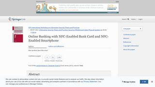 Online Banking with NFC-Enabled Bank Card and NFC-Enabled ...
