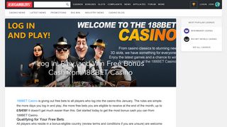 Log In, Play, and Win Free Bonus Cash from 188BET Casino