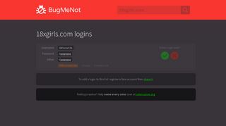 18xgirls.com passwords - BugMeNot