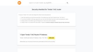 192.168.0.1 - Tenda 11AC Router login and password - modemly