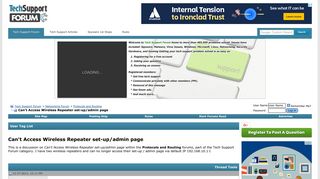 Can't Access Wireless Repeater set-up/admin page - Tech Support Forum