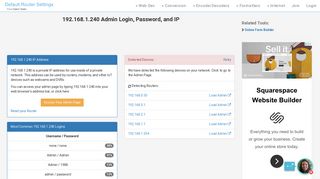 192.168.1.240 Admin Login, Password, and IP - Clean CSS